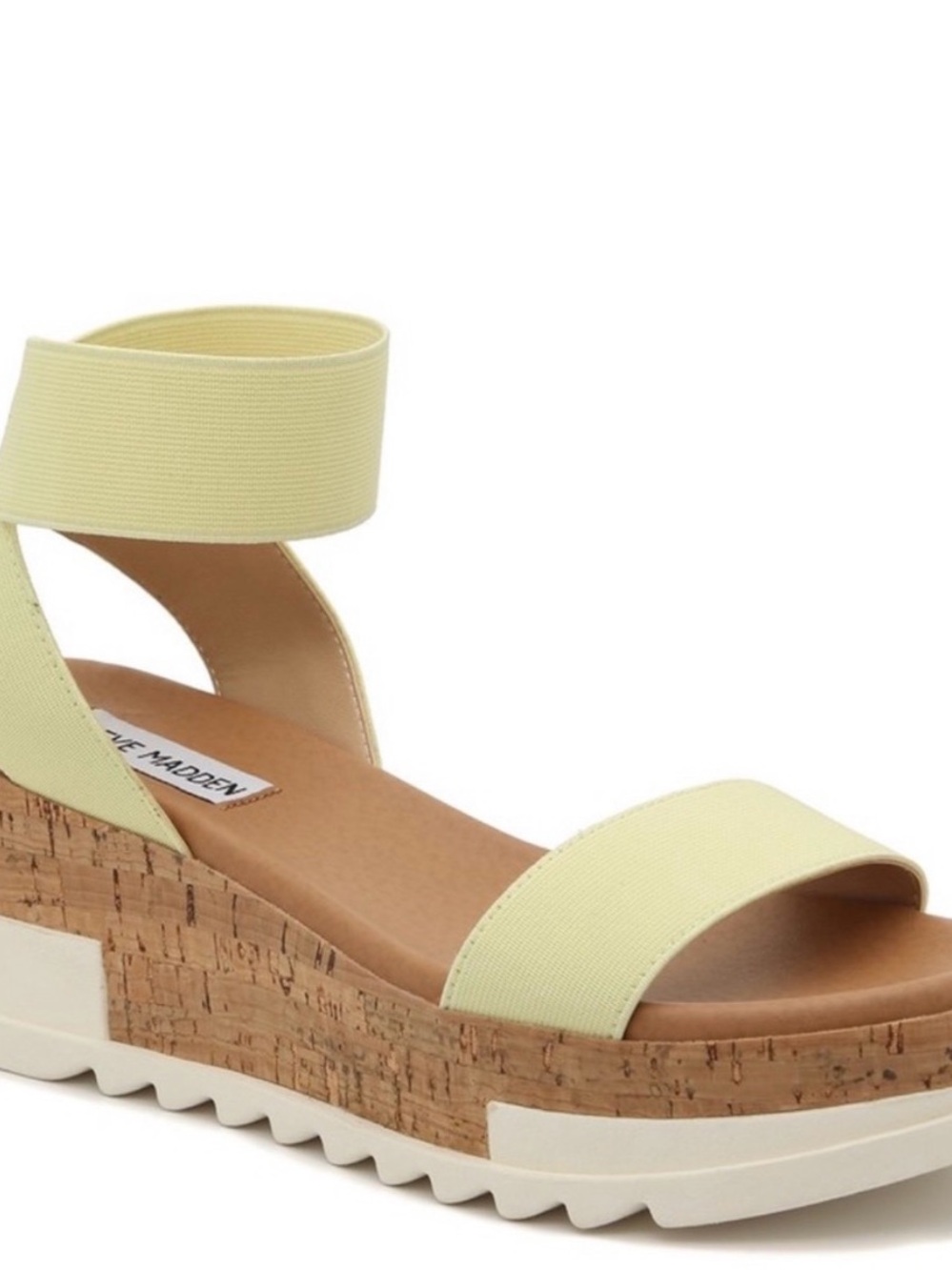 Steve Madden Light Yellow Cork Platform Wedge Sandal